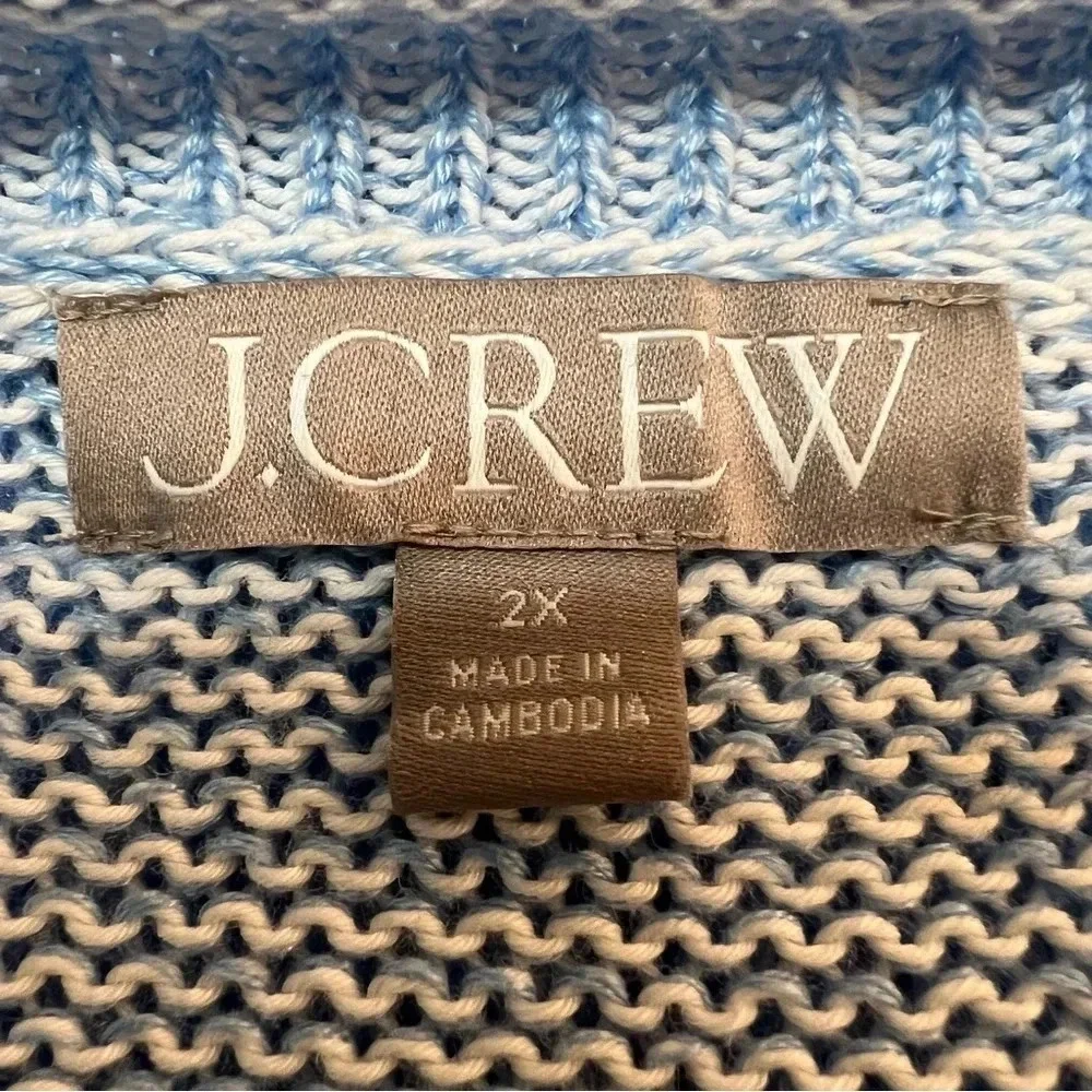 J. Crew Marled Blue Long Sleeved Drop Shoulder Linen Blend‎ Sweater. Size 2X.